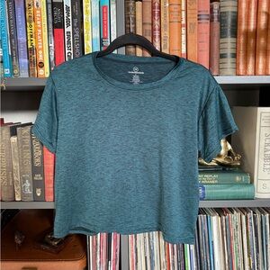 Heathered Teal Women’s Activewear Crop T-Shirt